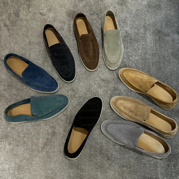 Designer shoes With Box Summer Walk Charms Real Leathers Suede Sandals Loafers womens mens Shoes Leather Slip on Flats Women Luxury Designer