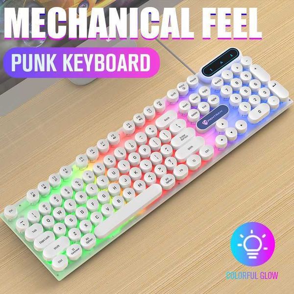 Keyboards Hot selling punk version office game wired keyboard desktop computer laptop mechanical touch illuminated keys S25210