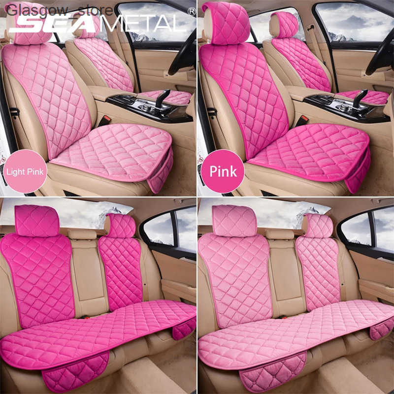 Car Seat Covers SEAMETAL Pink Car Seat Cover for Women Soft Plush Vehicle Seat Cushion Protector Chair Pad for Lady Universal for Four Seasons L2409