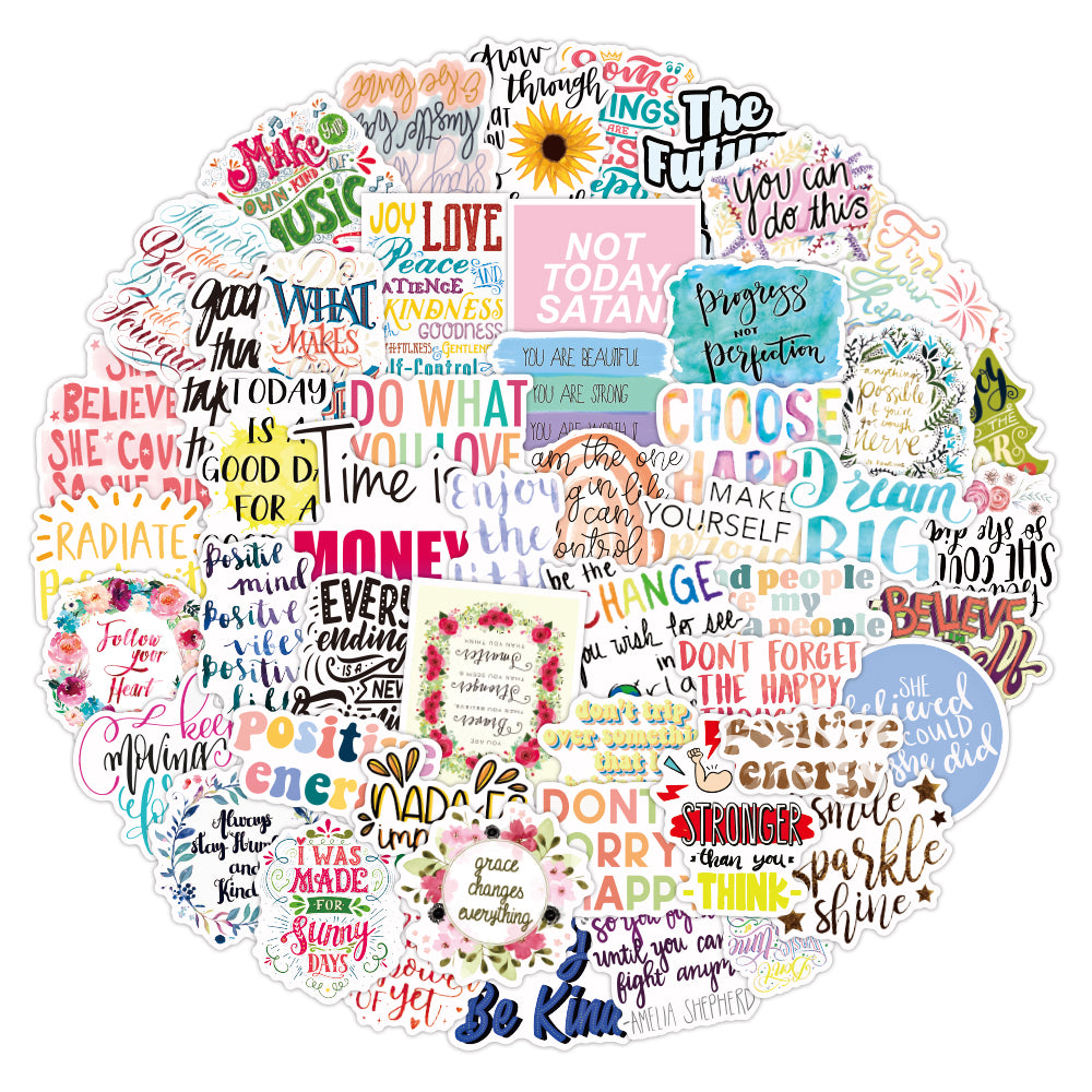50pcs Inspirational Quote Cute Waterproof Viny Graffiti Stickers For Fridge Car Motorcycle Kids Toys Guitar Suitcase Decals