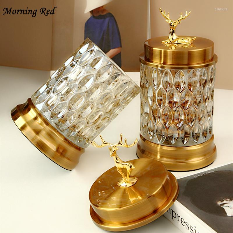 Storage Bottles Luxury Candy Jar Crystal Glass Tank Creative Food Container Home Soft Decoration Noble Quality