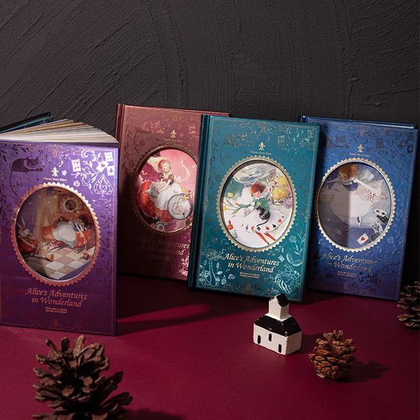 Notepads Alice&#039;s Adventures in Wonderland Hardcover Notebook Coloring Page Illustration A5 Retro Pretty Diary Student Notepad 231201