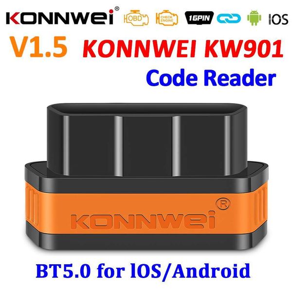New KW901 ELM327 V1.5 Bluetooth 5.0 OBD2 Scanner for Android-IOS OBD Car Diagnostic Tool Code Reader pk Vgate ICAR2 ICAR 2