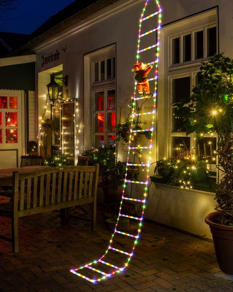Christmas Decorations FOGOMOVE LED 10ft Decorative Ladder with Santa Claus Christmas Decorations Lights for Indoor Outdoor Window Garden Hom