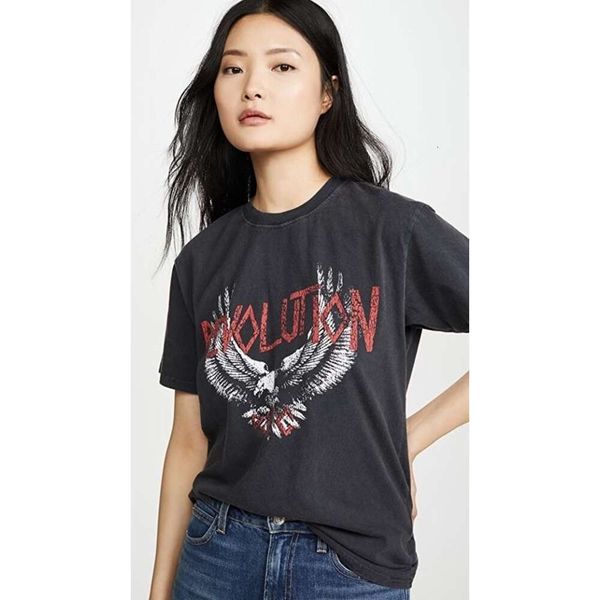 Lili eagle tees top quality vintage washed designer t shirts women summer new cotton t-shirts summer tops