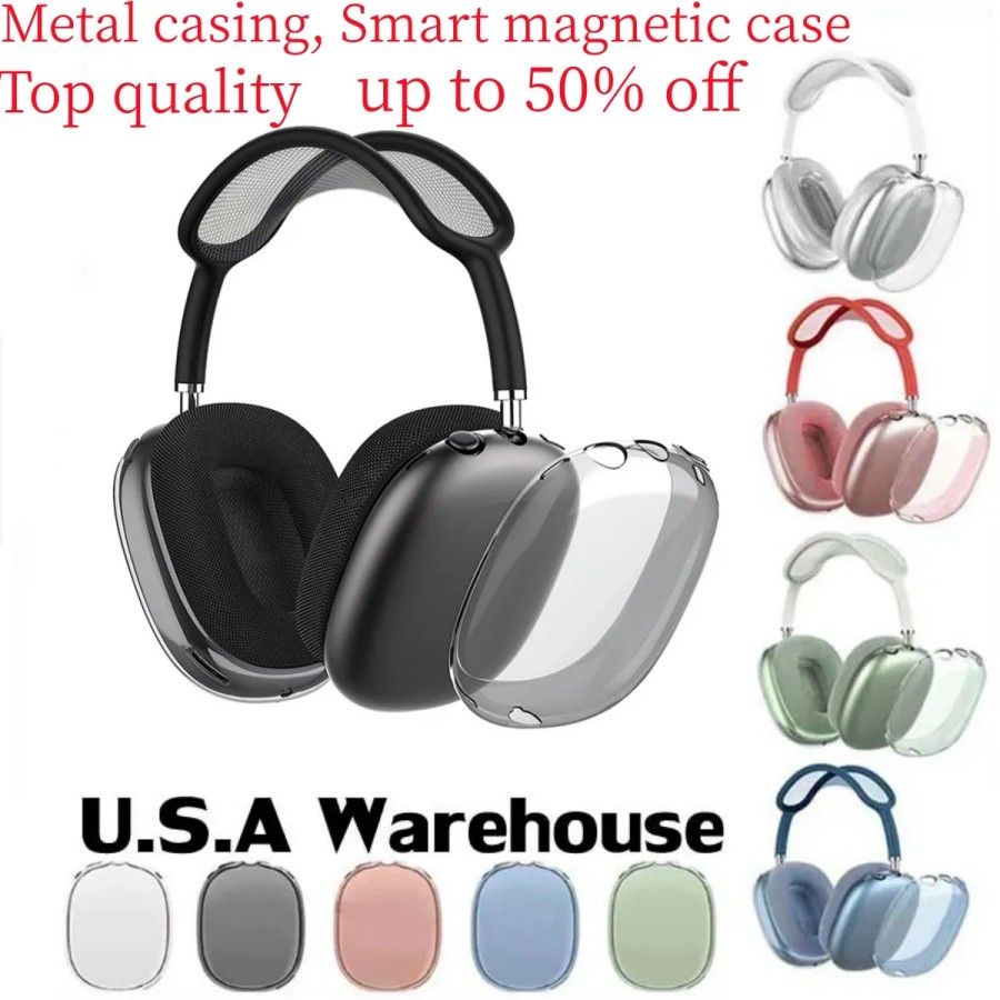 USA MAX Top ANC Metal Pro max air pro 2 3 4 Headband Headphone Accessories Transparent Solid Silicone Waterproof Protective case air Maxs Headphones