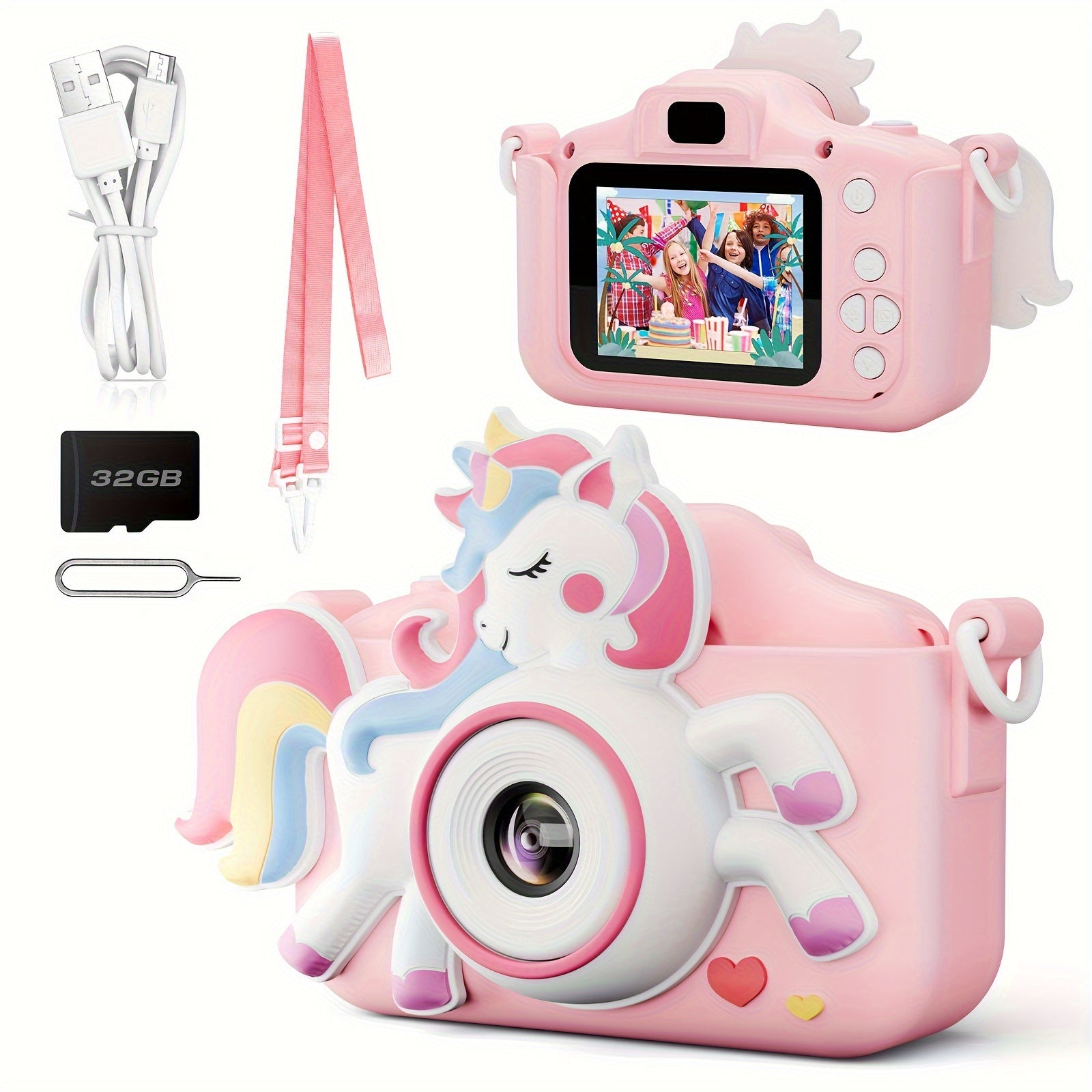 TEMU Shockproof Kids Camera For Age 3-12, 1080p Hd Childrens Boys Girls With Photo And Video Games, Ips Screen Dual Digital Camera Toy For Kids,