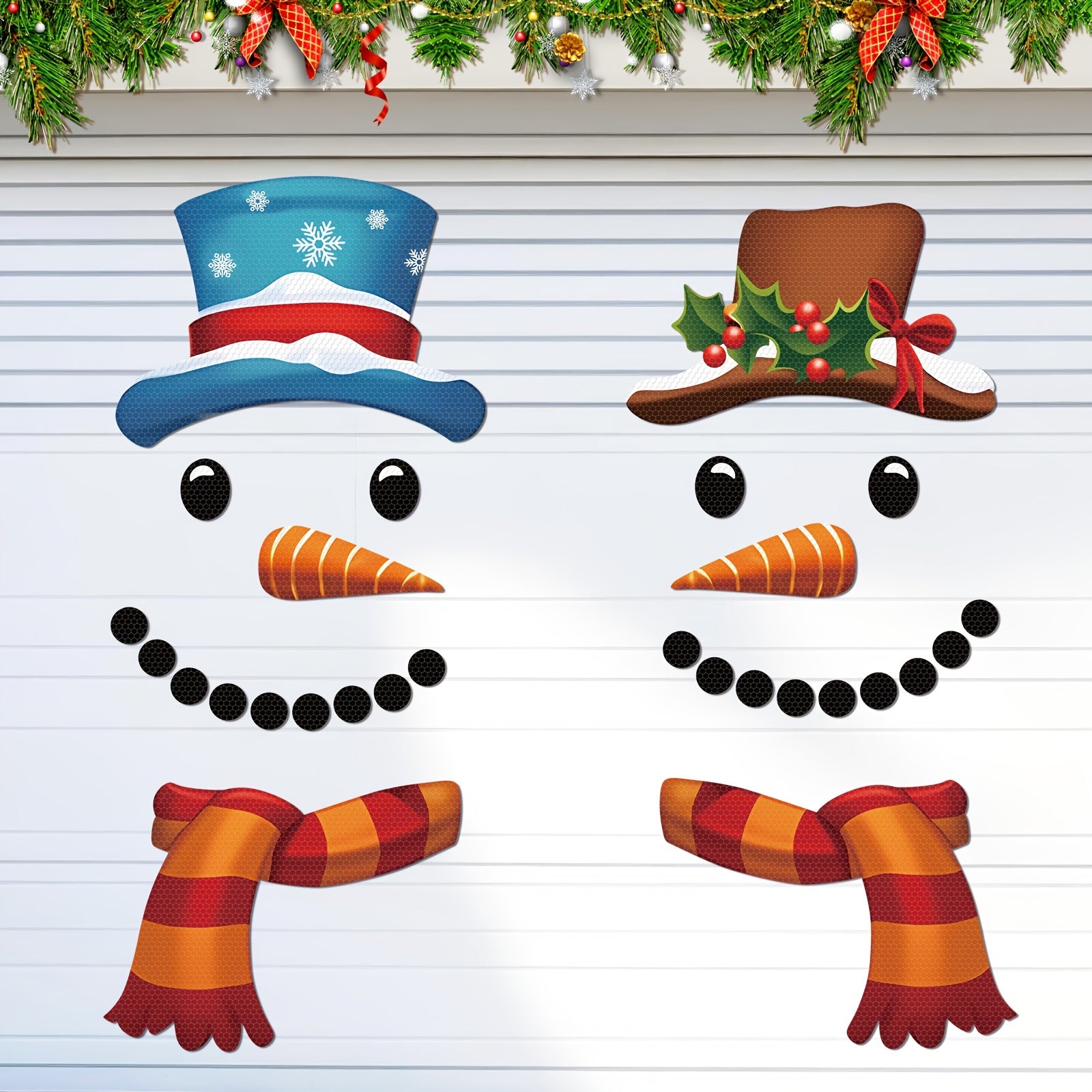 TEMU 2pcs Large Christmas Winter Garage Decoration Magnet Stickers Decals Refrigerator Stickers Christmas Garage Door Decals For Christmas Party