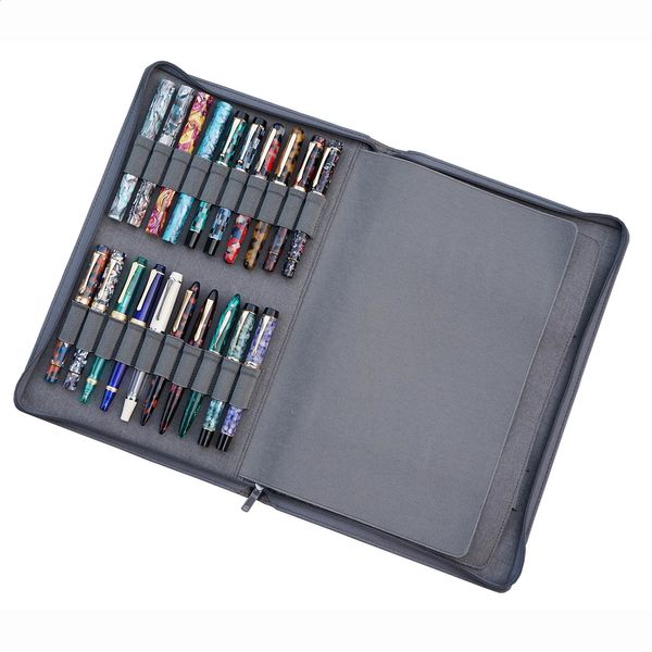 KACO pen case suitable for 40 fountain pensroller pens gray bag pencil holder waterproof storage manager 240817