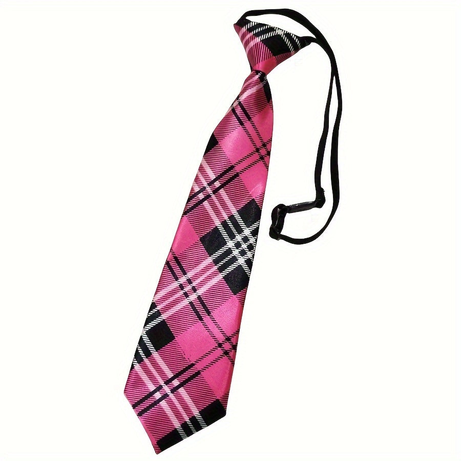 TEMU 1pc Women's No-tie Necktie - Zebra Stripe, Leopard Print, Checkered & Floral Pattern Polyester Scarf-tie For Shirts, Versatile For Casual &