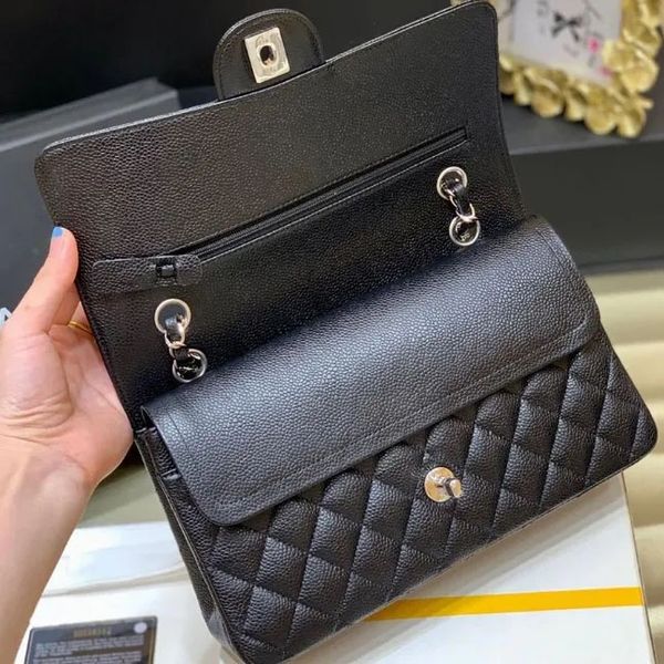 10A Designer bag Mirror quality Jumbo Double Flap Bag Luxury 20cm 25CM 30cm Real Leather Caviar Lambskin Classic All Black Purse Quilted Han