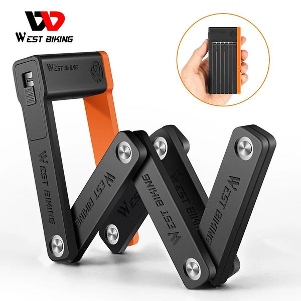 WEST BIKING Foldable Bicycle Lock MTB Road Safety Anti theft Bicycle Lock Scooter Electric Bicycle Chain Lock Bicycle Accessories 241212