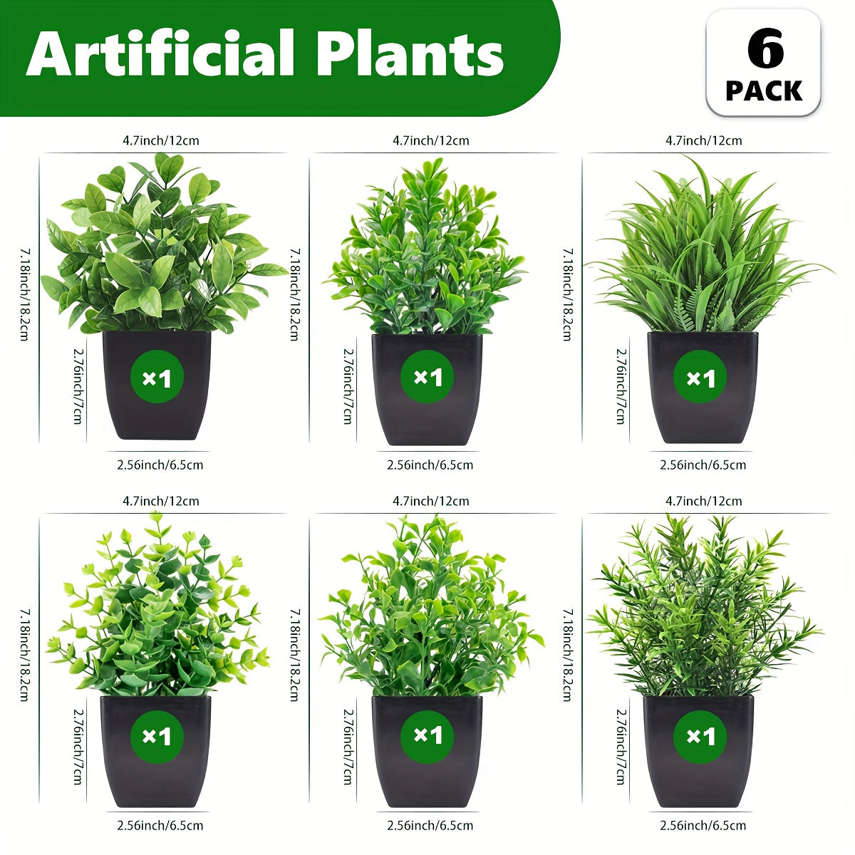 TEMU 6pcs Artificial Eucalyptus Plants In - Realistic Fake Greenery, Low-maintenance Indoor-office-desk Decor, No Watering Needed - For Home, Party,