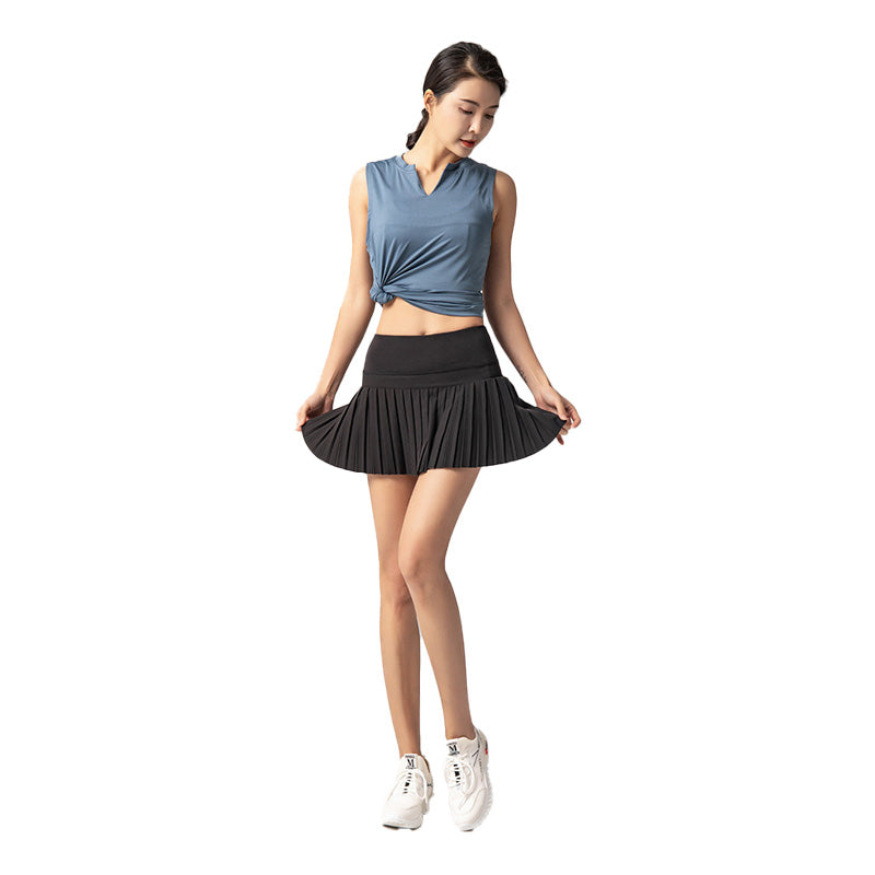 fake two anti light tennis yoga skirts sports and fitness pleated short skirts