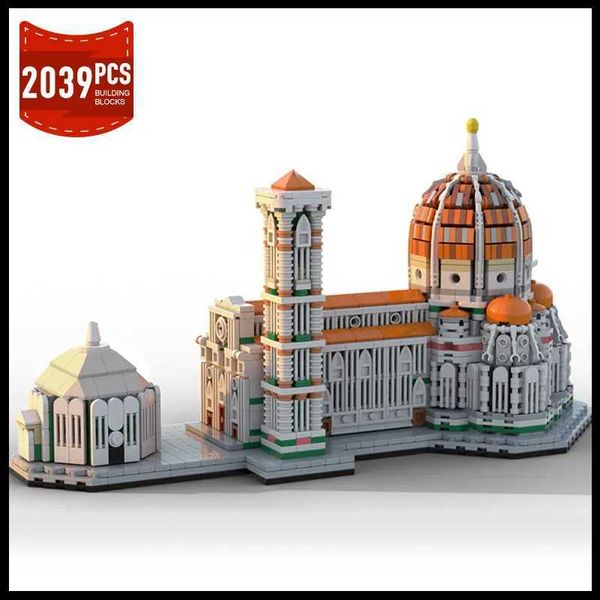 Blocks Moc City Architecture Cathedral of Florence Bell Tower Model Building Blocks Landmark MOC-183760 Constructor Bricks Toys GiftsY241106