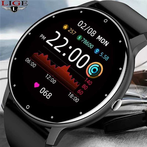 LIGE 2023 new smartwatch for men Fl Touch Sn sports fitness watch IP67 waterproof suitable for Android iOS smartwatch for men+box Y241114