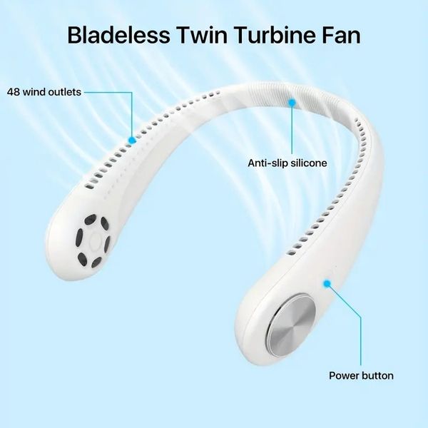 1pc Bladeless Hanging Neck Fan, Mini Portable Air Conditioner Usb Small Fan Leafless Cooling Neck Wearing Neck Small Charging Fan