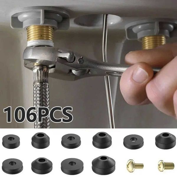 106Pcs Faucet Washer Assortment Kit Rubber Flat and Beveled Washers Set Durable Faucet Sealing Washer Gasket Replacement with Y250117