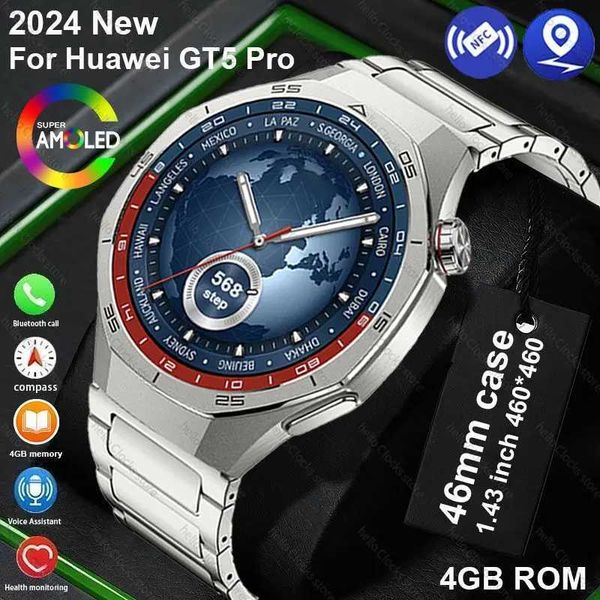 High Quality GT5 Pro smartwatch GPS navigation AMOLED 4G ROM NFC compass BT call clock sports smartwatch for men O241213