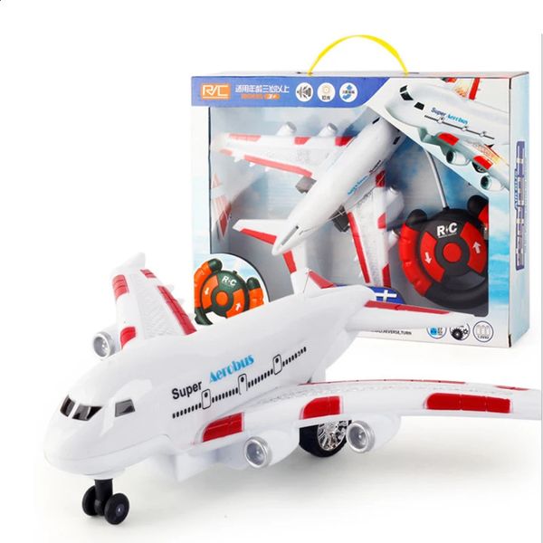 Electrical RC Plane Plastic Toys For Kids Remote Control Airplane Model Outdoor Games Children Musical Lighting DIY Toys Gifts 241223
