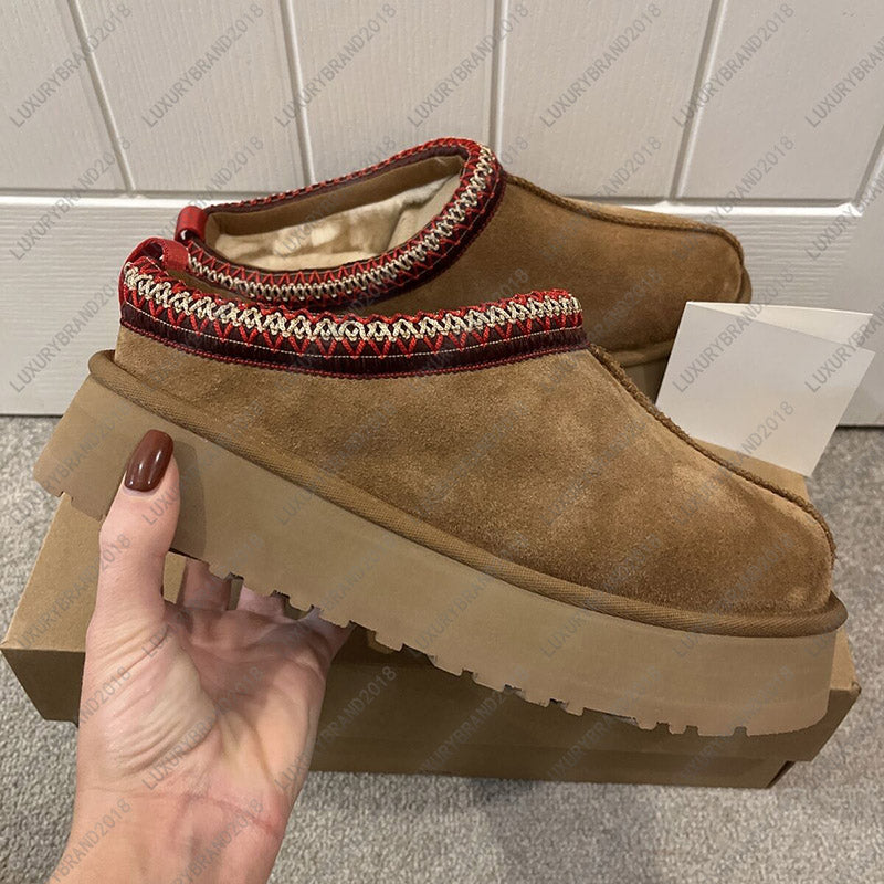 High Quality Winter Tazz Slippers Women Platform Slippers Chestnut Ladies Slide Slipper Designer Fashion Tasman Slides Sandals Plus Size Womens Boot