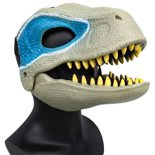 Novelty Games Dinosaur Mask Hard Plastic Moving Jaw Halloween Cosplay Party Dinosaur Mask with Opening Jaw Dinosaur Mask Holder for Kids Adu