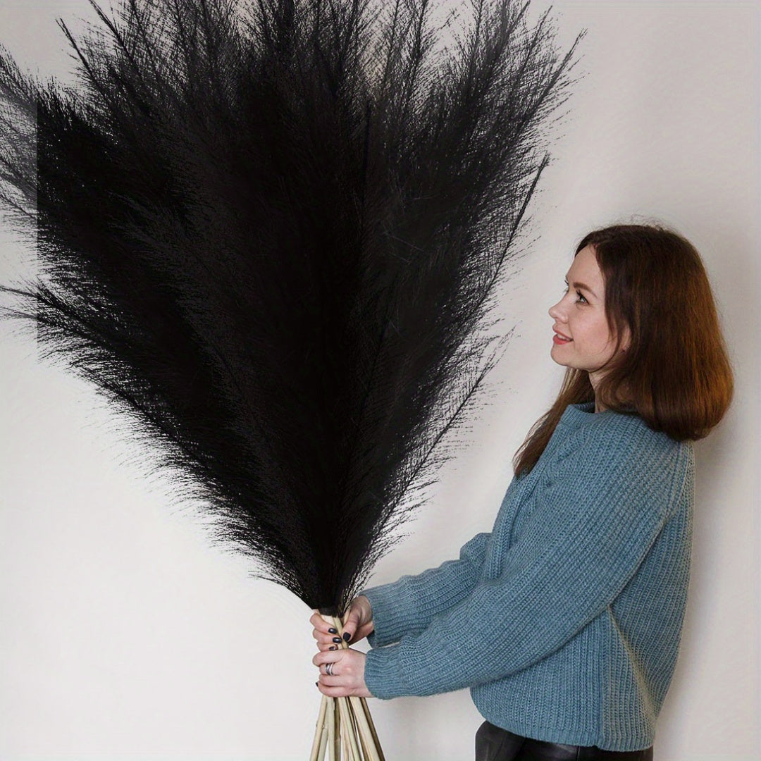 TEMU 4pcs Large Pampas Grass Artificial Grass Branches Plants For Floor Vase Filler Home Boho Decoration, For Home Kitchen Boho Decor For Valentines