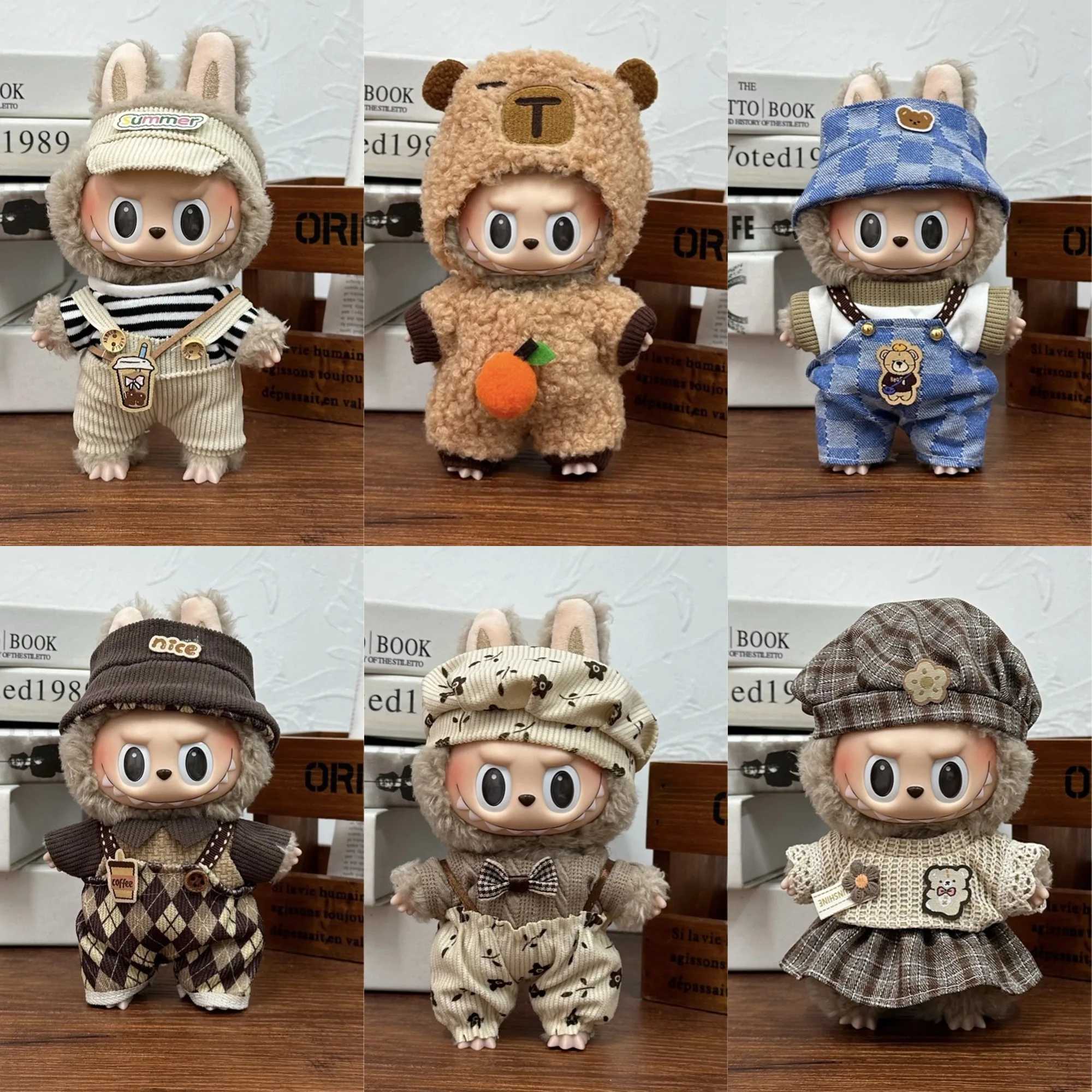 Fashion Clothes Ropa Labubu Clothes Outfit Doll Accessories For 15-17cm Labubu V2 V1 Plush Dolls Suspenders SuitT250313