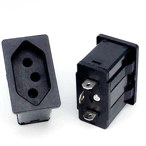 Black embedded industrial outlet Brazilian standard Inverter output socket 250V 15A universal electrical AC power socket