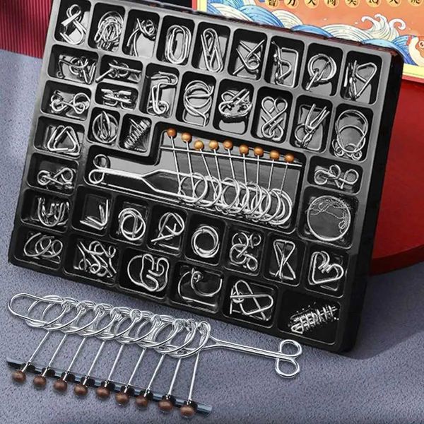 Luban Lock Education Intelligent Toy IQ Toy Metal Puzzle Brain Teasing Metal Wire Puzzle Magic Toy Unlocking Keylock Y241210