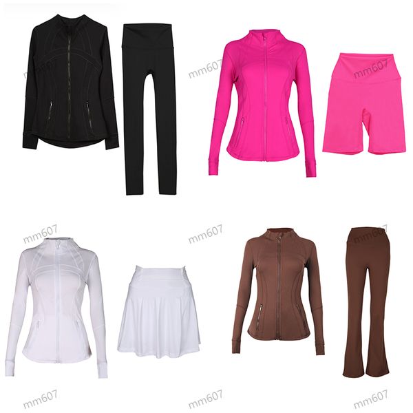 Yoga Workout sets Women define jacket Set shorts leggings Short skirt Groove Fitness High Waist Sports Jackets Coat Gym clothes flared pants