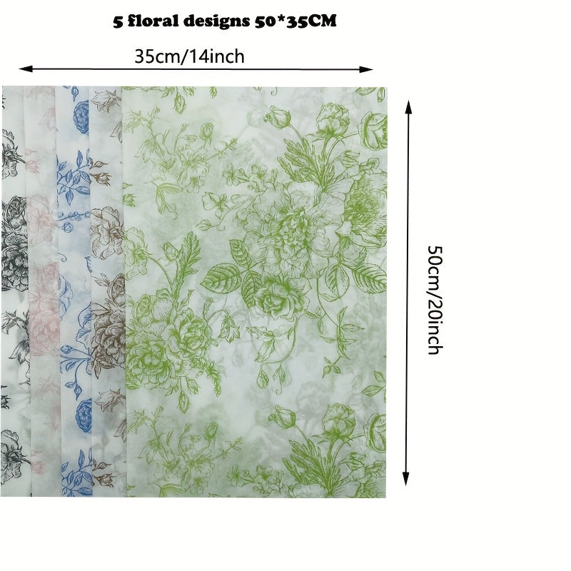 TEMU 100 Sheets Peony Floral Tissue Wrapping Paper 14x20 Inch - Elegant Gift Wrap For Weddings, Birthdays, Gift Bags - Coffee, Light Green, Pink,