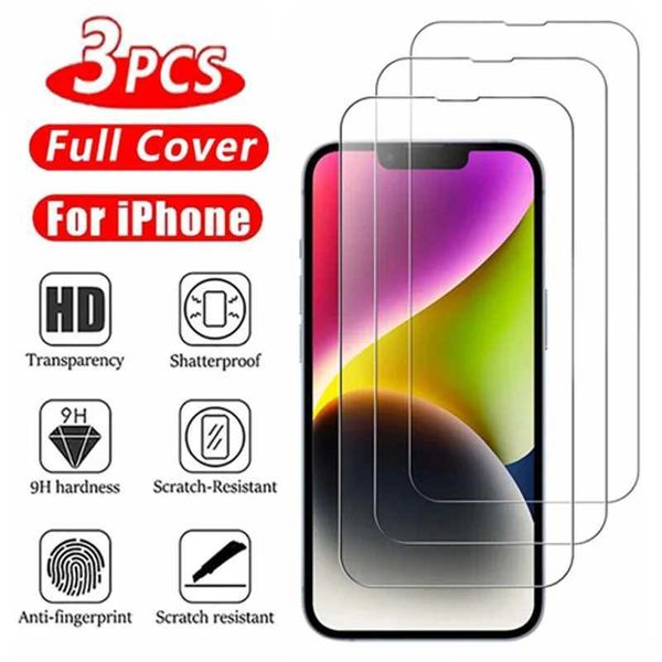 3Pcs full set tempered glass suitable for iPhone 13 11 12 14 15 Pro Max sCREEn protector suitable for iPhone 14 15 Plus protective film O250