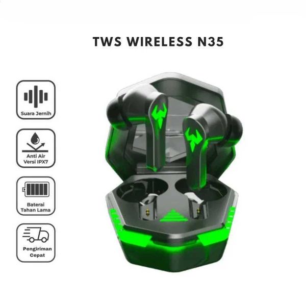 N35 TWS Wireless BT Earphones Stereo 5.0 Headset Sport Earbuds Microphone With Charging Box for Smartphones Phone M240907
