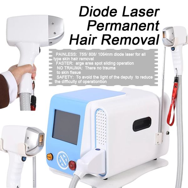 Non-invasive Pain-free Ice Point Hair Removal Diode Laser 808nm 3 Wavelength Depilation Machine Permanent Follicle Damage Penetration Skin R
