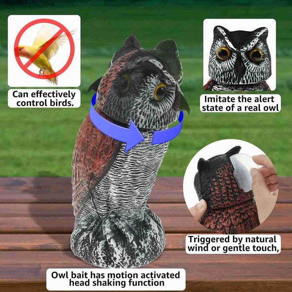 Garden Decorations Fake Owl Decoys to Scare Birds Away 360 Rotating Head Sculptures Bird Control Pigeon Deterrent Outdoor Yard Garden Protec