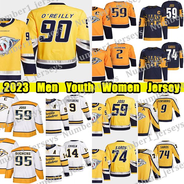 #59 Roman Josi hockey jersey #90 Ryan O&#039;Reilly Filip Forsberg Juuse Saros Ryan McDonagh Colton Sissons Gustav Nyquist Luke Schenn Custo