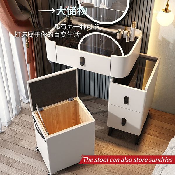 Glass Dressing Table Bedroom Dressing Storage Cabinet Makeup Table Home Furniture Bedroom Dressers Vanity Table with Mirror