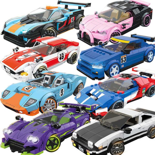 Model Building Kits City Car Vehicle Speed Champion Racer Building Blocks Brick Racing Super Technique Car Moc Creative Garage Set Education