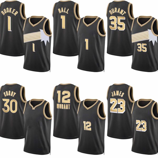 Bryant 6 LeBron 23 James Stephen Curry Basketball Jersey Devin Booker Kevin Durant Ja Morant LaMelo Ball Black Select Series Jersey T-Shirt