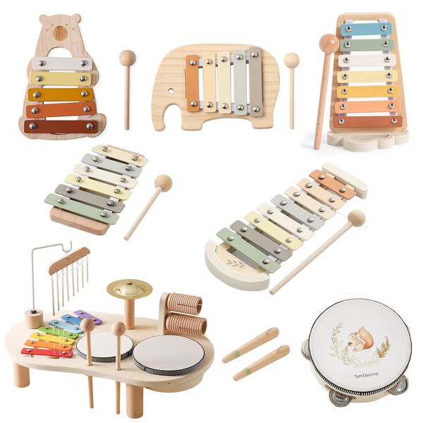 Baby Educational Toys Wooden Music instruments Montessori Childrens Musical Toys Xylophone born Birthday Gifts Music Table T 250120