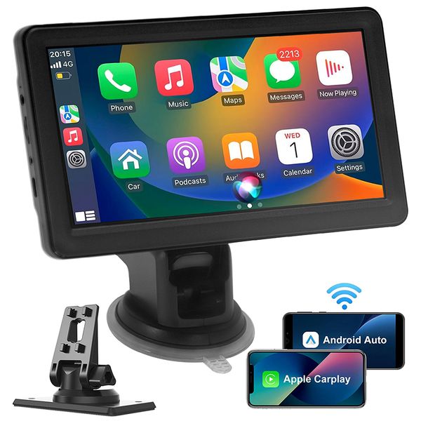 7 polegadas HD CARE SELEO APLA SELA SELA APLAY TELA DE CARPOLO DE CAR, TELA AUTOMENTE DE ANDROID sem fio, receptores de áudio do carro com c