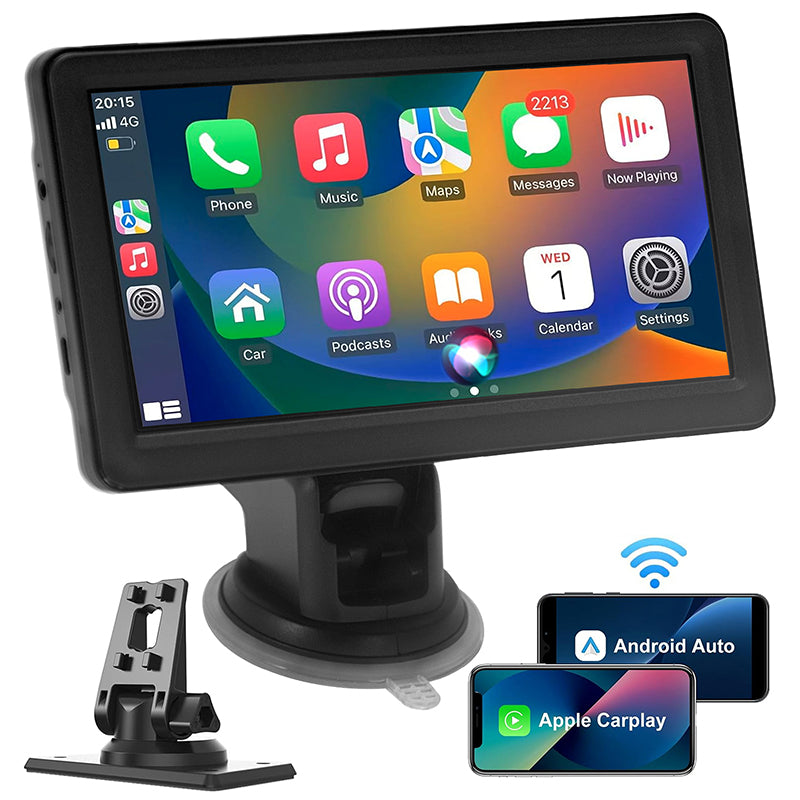 HD 7 inch Portable Car Stereo Wireless CarPlay Screen Touch Screen With Wireless Android Auto Mirror Link-Bluetooth-GPS-Voice Control-FM-AUX for All