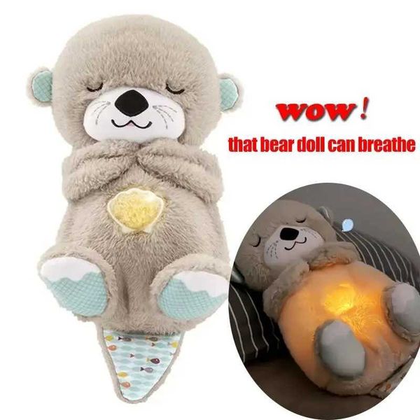 Plush Dolls Breathing Otter Sleep and Playmate Otter Musical Stuffed Baby Plush Toy with Light Sound Newborn Sensory Comfortable Baby Gifts