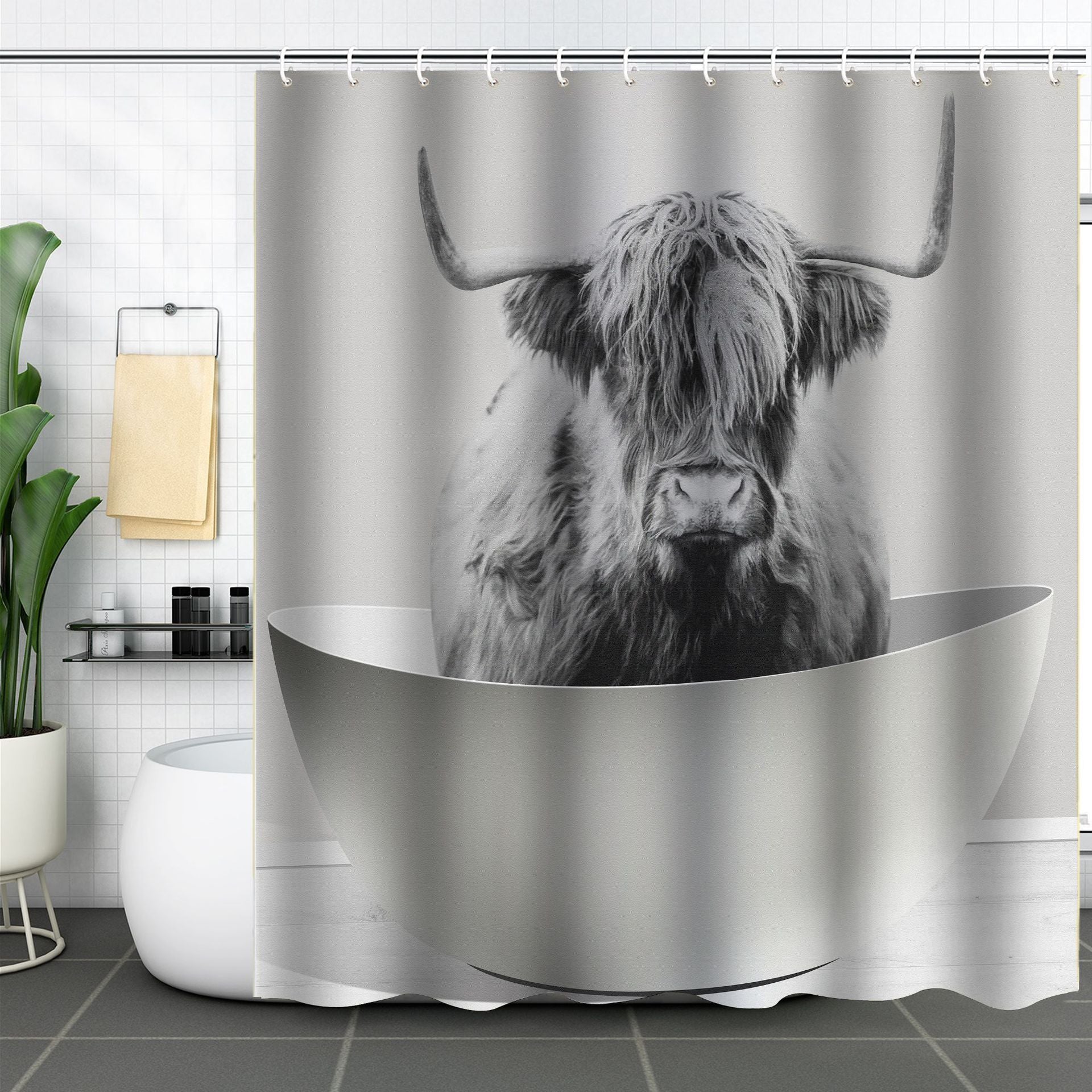 YL-37512 Hot selling digital printed shower curtain animal waterproof, mildew-proof and moisture-proof bathroom dry and wet separation curtain