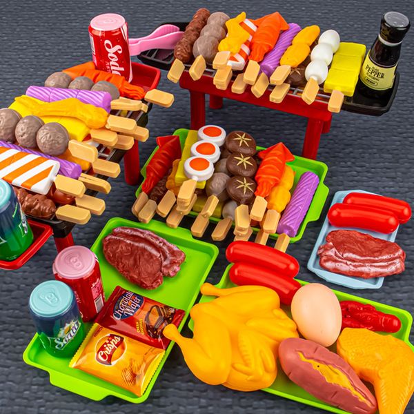 Kitchens Play Food Kids House Barbecue Toy Set Kitchen Pretend Cooking Toys Simulation Cookware BBQ Kit Cosplay Game Gifts 230427
