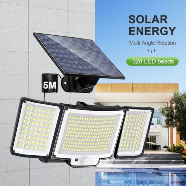 NEW 106-328 LEDs Solar Lights Outdoor Garden Lights LED Motion Sensor Yard Wall Lamp Waterproof Powerful Solar Spotlight Adjustable