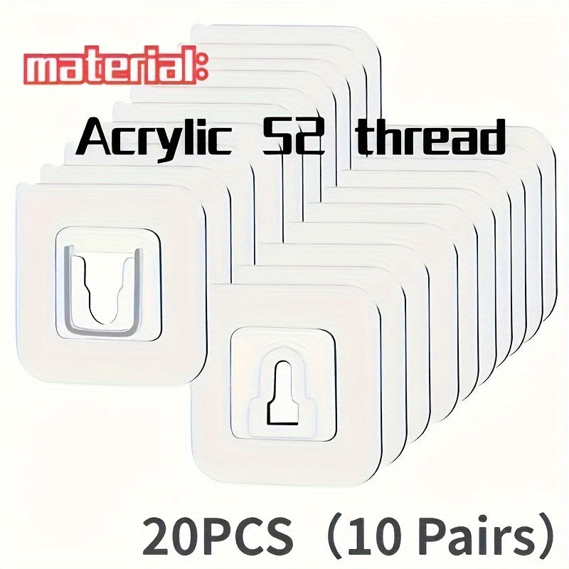 TEMU 20-40pcs Adhesive Utility Hooks - Fashion Style Plastic Wall Mount Holders For Router, Outlet, Picture Frame, Remote - Waterproof Hangers For