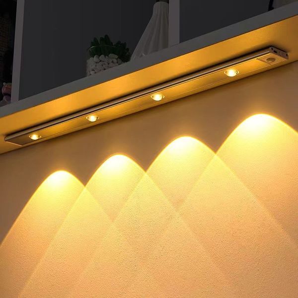 LED Light 200-300400-600mm Cabinet Lamp PIR Motion Sensor Wireless USB Rechargeable Night light Kitchen
