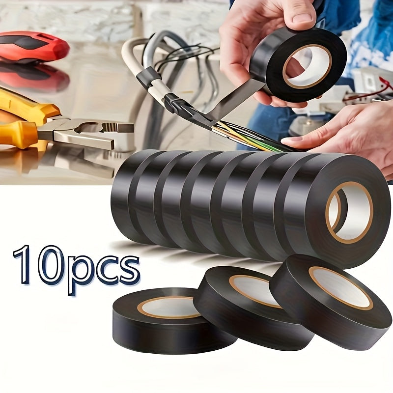 TEMU 10 Rolls Heavy-duty Electrical Tape - Waterproof, High Temperature Resistant (heat Resistant Up To 194°f-90°c), Moistureproof Insulation Tape -